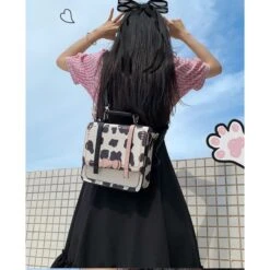 Black/White/Cow Cute Backpack ON115 -EgrilDoll Fashion Outlet Store blackwhitecow cute backpack on115 215