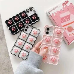 Black/White/Pink Soft Squishy Cat Paws Cute Phone Case SP16495