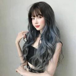 Blue Gray Long Curly Wig EG396 -EgrilDoll Fashion Outlet Store blue gray long curly wig eg396 wigs 267