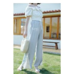 Blue Pink Cute Pastel Spring Lace Pants ON632 -EgrilDoll Fashion Outlet Store blue pink cute pastel spring lace pants on632 738