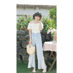 Blue Pink Cute Pastel Spring Lace Pants ON632 -EgrilDoll Fashion Outlet Store blue pink cute pastel spring lace pants on632 779