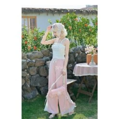 Blue Pink Cute Pastel Spring Lace Pants ON632 -EgrilDoll Fashion Outlet Store blue pink cute pastel spring lace pants on632 869