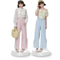 Blue Pink Cute Pastel Spring Lace Pants ON632 -EgrilDoll Fashion Outlet Store blue pink cute pastel spring lace pants on632 958