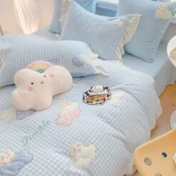 Blue Pink Soft Cloud Bedding Set ON151 -EgrilDoll Fashion Outlet Store blue pink soft cloud bedding set on151 208