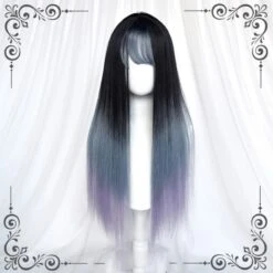 Blue Purple Gradient Long Straight Wig EE0757