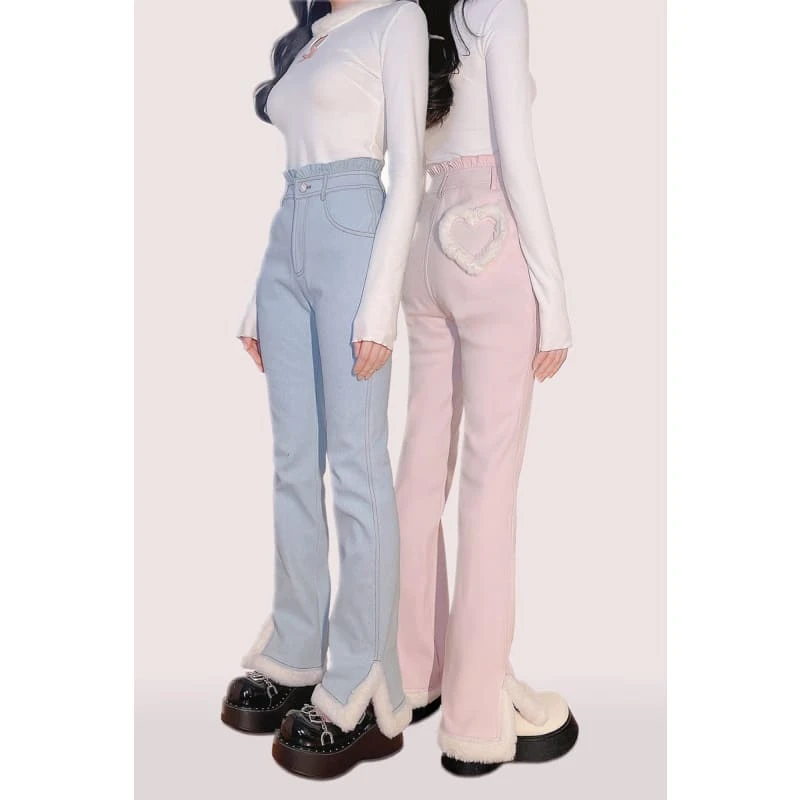 Blue/Pink Kawaii Style Soft Girl Denim Pants ON106 1 Blue/Pink Kawaii Style Soft Girl Denim Pants ON106
