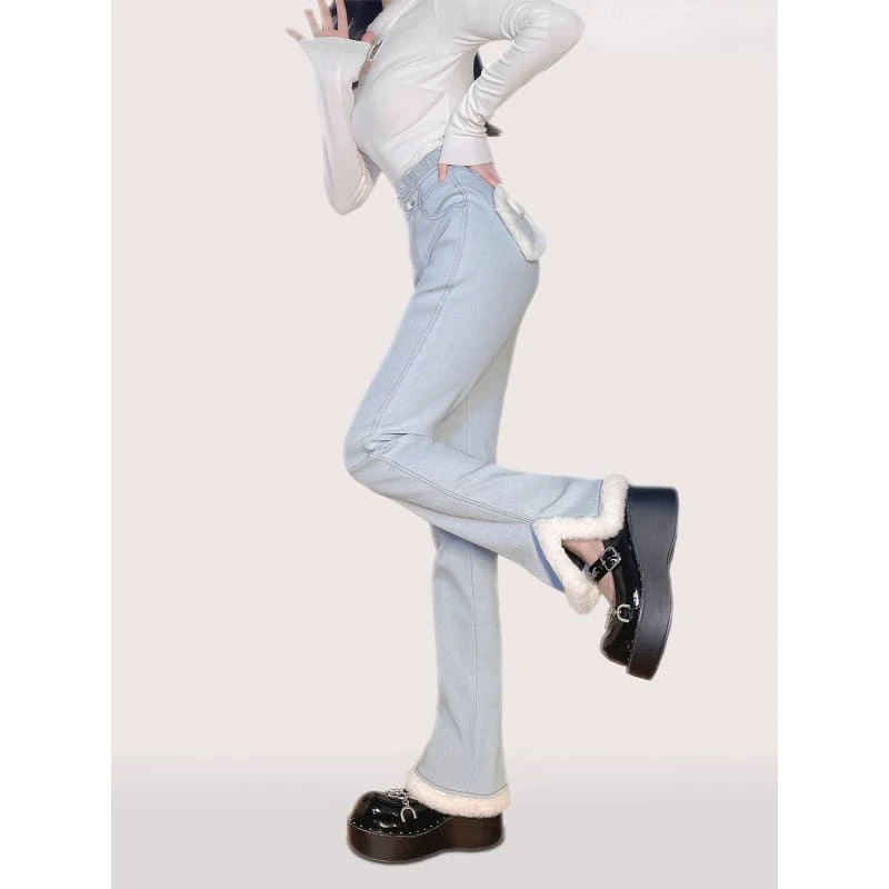 Blue/Pink Kawaii Style Soft Girl Denim Pants ON106 4 Blue/Pink Kawaii Style Soft Girl Denim Pants ON106 - Image 4