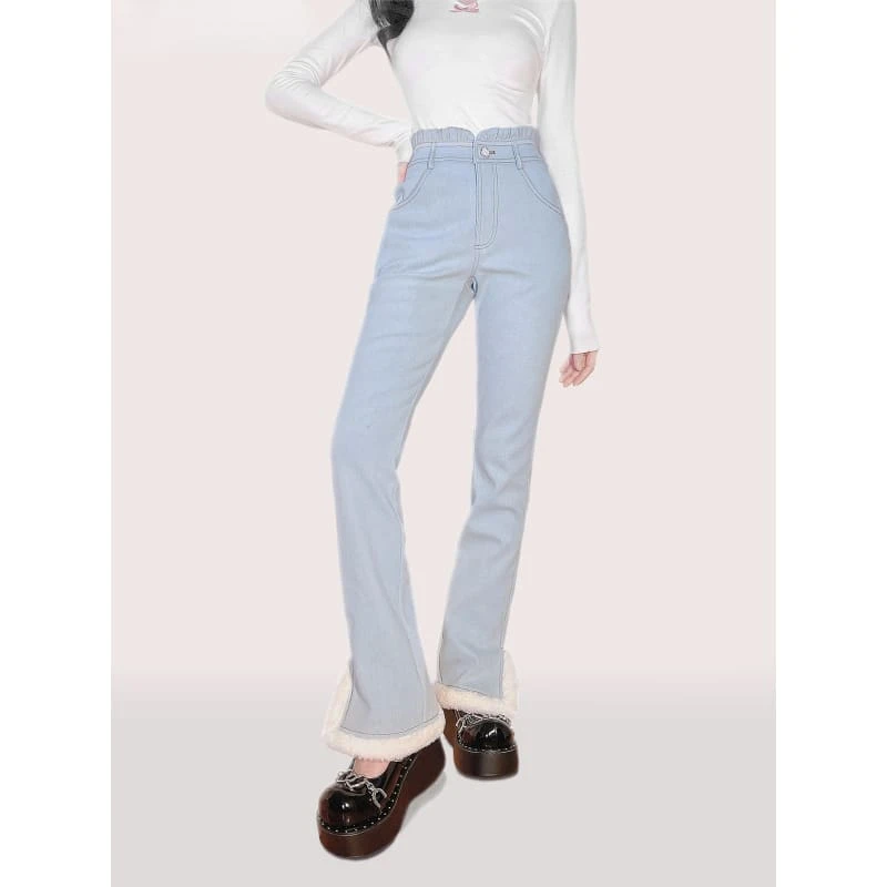 Blue/Pink Kawaii Style Soft Girl Denim Pants ON106 5 Blue/Pink Kawaii Style Soft Girl Denim Pants ON106 - Image 5