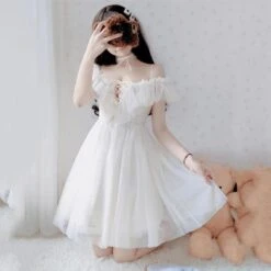 Blue/White Fairy Soft Princess Off Shoulder Dress ON103