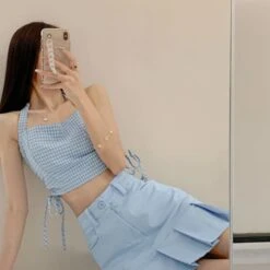 Blue/White/Black High Waist Pleated Cute Skirt SS1911 -EgrilDoll Fashion Outlet Store bluewhiteblack high waist pleated cute skirt ss1911 778