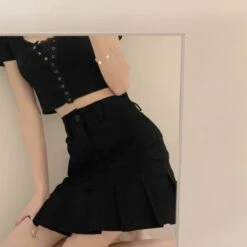 Blue/White/Black High Waist Pleated Cute Skirt SS1911 -EgrilDoll Fashion Outlet Store bluewhiteblack high waist pleated cute skirt ss1911 977