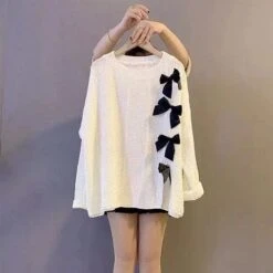 Bow Knot Decor Split Sweater Tulle Skirt Two Pieces Set ON241 -EgrilDoll Fashion Outlet Store bow knot decor split sweater tulle skirt two pieces set on241 white m 189