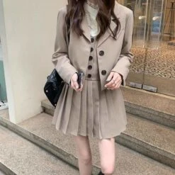 British Style Suit Coat+Shirt +Pleated Skirt EG17042