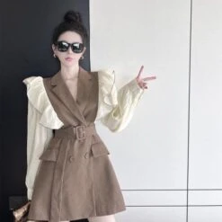Brown/Black Blazer Dress ON132 -EgrilDoll Fashion Outlet Store brownblack blazer dress on132 khaki s 908