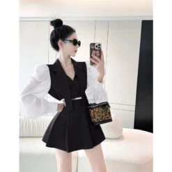 Brown/Gray/Black Kfashion Elegant Two Pieces Set ON131 -EgrilDoll Fashion Outlet Store browngrayblack kfashion elegant two pieces set on131 877