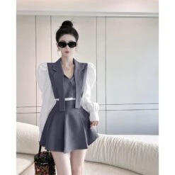 Brown/Gray/Black Kfashion Elegant Two Pieces Set ON131 -EgrilDoll Fashion Outlet Store browngrayblack kfashion elegant two pieces set on131 884