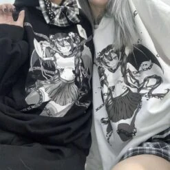 Cartoon Hip-hop Harajuku Angel Demon Anime Hooded Sweatshirt EE0730
