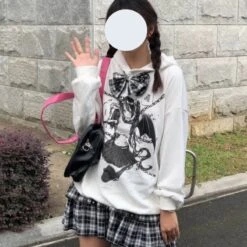 Cartoon Hip-hop Harajuku Angel Demon Anime Hooded Sweatshirt EE0730 -EgrilDoll Fashion Outlet Store cartoon hip hop harajuku angel demon anime hooded sweatshirt ee0730 white l 953