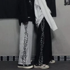 Chain Printed Goth Wide Leg Pants MM03 20 Chain Printed Goth Wide Leg Pants MM03 -EgrilDoll Fashion Outlet Store chain printed goth wide leg pants mm03 560