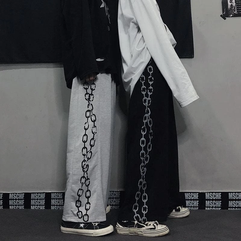 Chain Printed Goth Wide Leg Pants MM03 5 Chain Printed Goth Wide Leg Pants MM03 - Image 5