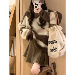 Comfy Fashion Beige Sweater Pleated Skirt Set EG594 -EgrilDoll Fashion Outlet Store comfy fashion beige sweater pleated skirt set eg594 khaki s 193