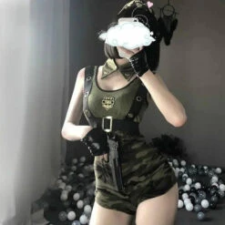 Cool Girl Army Soldier Costume Roleplay Policewoman Lingerie Dress EG094