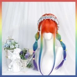 Cool Rainbow Style Long Straight Kawaii Wig EG17138