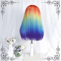 Cool Rainbow Style Long Straight Kawaii Wig EG17138 -EgrilDoll Fashion Outlet Store cool rainbow style long straight kawaii wig eg17138 899