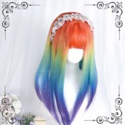 Cool Rainbow Style Long Straight Kawaii Wig EG17138 -EgrilDoll Fashion Outlet Store cool rainbow style long straight kawaii wig eg17138 997