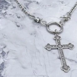 Cool Thorn Pearls Cross Pendant Necklace ON98 -EgrilDoll Fashion Outlet Store cool thorn pearls cross pendant necklace on98 single 631