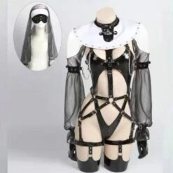 Cos Ascetic Nun Cosplay Princess Black Lingerie Bright Silver Costume EG17427 -EgrilDoll Fashion Outlet Store cos ascetic nun cosplay princess black lingerie bright silver costume eg17427 full 655