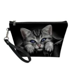 Cosmetic Zipper Cute Gothic Cats Cartoon PU Leather Makeup Bags BE448