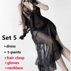 Court Retro Perspective Lace Hollow Out Suspender Nightdress EG451 -EgrilDoll Fashion Outlet Store court retro perspective lace hollow out suspender nightdress eg451 set 5 lingerie 986