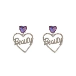 Cute Beauty Purple Gem Love Heart Earrings SS1890 -EgrilDoll Fashion Outlet Store cute beauty purple gem love heart earrings ss1890 earings 118