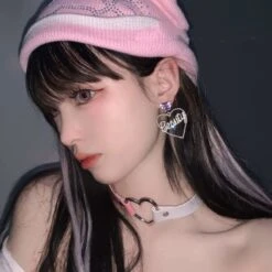 Cute Beauty Purple Gem Love Heart Earrings SS1890 -EgrilDoll Fashion Outlet Store cute beauty purple gem love heart earrings ss1890 earings 849