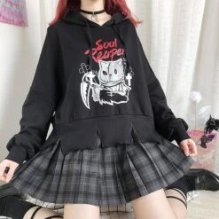 Cute Black Devil Print Irregular Hoodie EG15939 6 Cute Black Devil Print Irregular Hoodie EG15939 -EgrilDoll Fashion Outlet Store cute black devil print irregular hoodie eg15939 sweatshirt 139