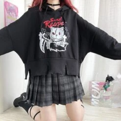 Cute Black Devil Print Irregular Hoodie EG15939 7 Cute Black Devil Print Irregular Hoodie EG15939 -EgrilDoll Fashion Outlet Store cute black devil print irregular hoodie eg15939 sweatshirt 812