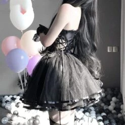 Cute Black/White Lace Ruffles Tutu Skirt EG16299