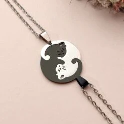 Cute Cat Couple Yin Yang Necklace Set EG608 -EgrilDoll Fashion Outlet Store cute cat couple yin yang necklace set eg608 910