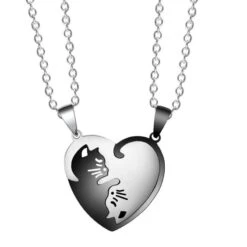 Cute Cat Couple Yin Yang Necklace Set EG608 -EgrilDoll Fashion Outlet Store cute cat couple yin yang necklace set eg608 heart shaped pair 637