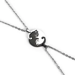Cute Cat Couple Yin Yang Necklace Set EG608 -EgrilDoll Fashion Outlet Store cute cat couple yin yang necklace set eg608 round pair 634