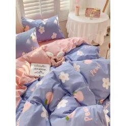 Cute Comfy Pastel Pink Blue Pretty Flowers Bedding Set EG16901 -EgrilDoll Fashion Outlet Store cute comfy pastel pink blue pretty flowers bedding set eg16901 154