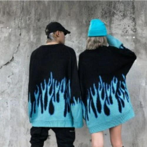 Cute Couple Flames Print Sweater ON257 6 Cute Couple Flames Print Sweater ON257 - Image 6