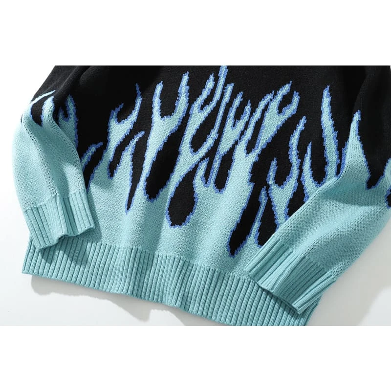 Cute Couple Flames Print Sweater ON257 4 Cute Couple Flames Print Sweater ON257 - Image 4