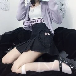 Cute Fashion Pink Bows Love Heart Black Skirt EE0918 -EgrilDoll Fashion Outlet Store cute fashion pink bows love heart black skirt ee0918 657