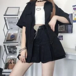Cute Fashion Pink Bows Love Heart Black Skirt EE0918 -EgrilDoll Fashion Outlet Store cute fashion pink bows love heart black skirt ee0918 953