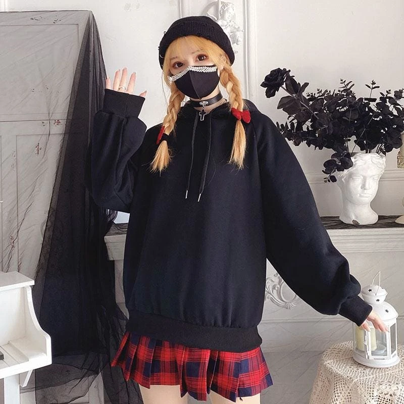 Cute Girl Red Black Cat Ears Hoodie (Hoodie Only)EG15384 5 Cute Girl Red Black Cat Ears Hoodie (Hoodie Only)EG15384 - Image 5