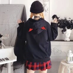 Cute Girl Red Black Cat Ears Hoodie (Hoodie Only)EG15384 12 Cute Girl Red Black Cat Ears Hoodie (Hoodie Only)EG15384 -EgrilDoll Fashion Outlet Store cute girl red black cat ears hoodie onlyeg15384 sweatshirt 154