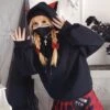 Cute Girl Red Black Cat Ears Hoodie (Hoodie Only）EG15384
