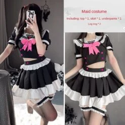 Cute Harajuku Black Sailor Uniform Magenta Pink Bow ON487 -EgrilDoll Fashion Outlet Store cute harajuku black sailor uniform magenta pink bow on487 set 02 one size 931